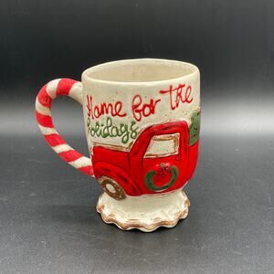Mudpie Christmas Red Truck Coffee Mug - Home For The Holidays